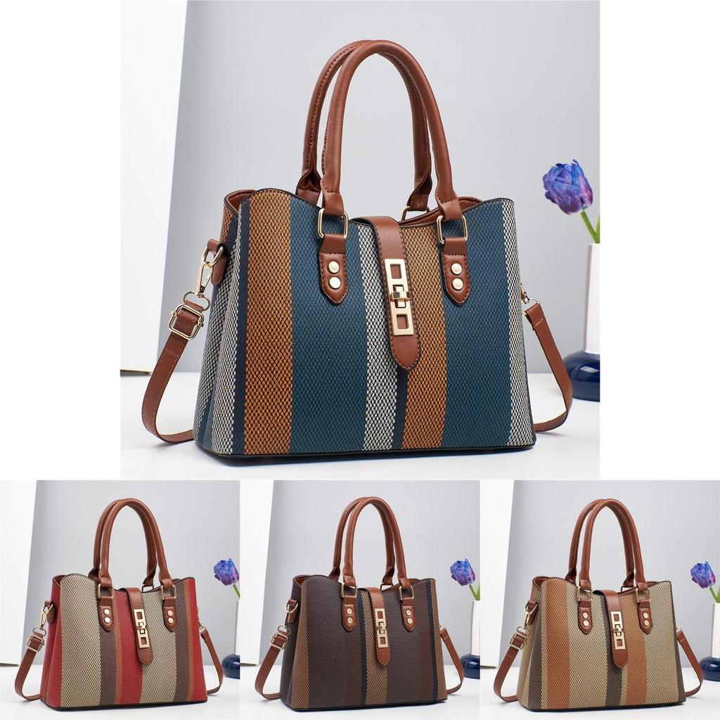 Fashionable Large Capacity Color Block Tote Bag For Women Stylish Casual Use