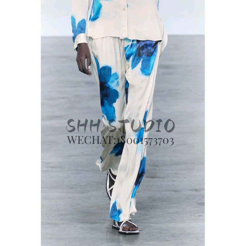 Spring Trendy Print Vertical Shirt 2183040 Pajamas Style Pants 2183041 2183242