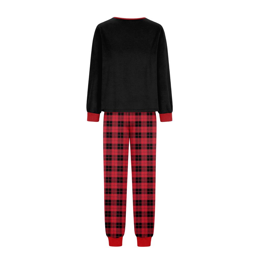Family Matching Christmas Printed Loungewear Set with Long Sleeve Round Neck Top and Pants for Parents and Kids