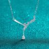 Sterling Water Drop Moissanite Pendant Necklace Women Simple Choker Chain Daily Wear Fashion Jewelry