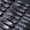 24pcs/set Long Ballet Shape Acrylic False Nails with 1 Jelly Gel and 1 Nail File, Spider and White Spider Pattern, 3D Rhinestone Press-on Nails