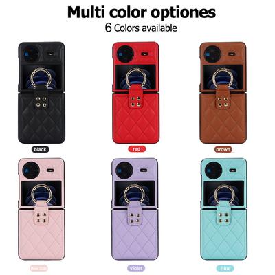 Für Vivo X Flip Modische Ultra-Dünne Hülle Lederhülle mit Leopardenmuster Für VIVO X Flip Halterung Rautenförmige Rückseite Coque