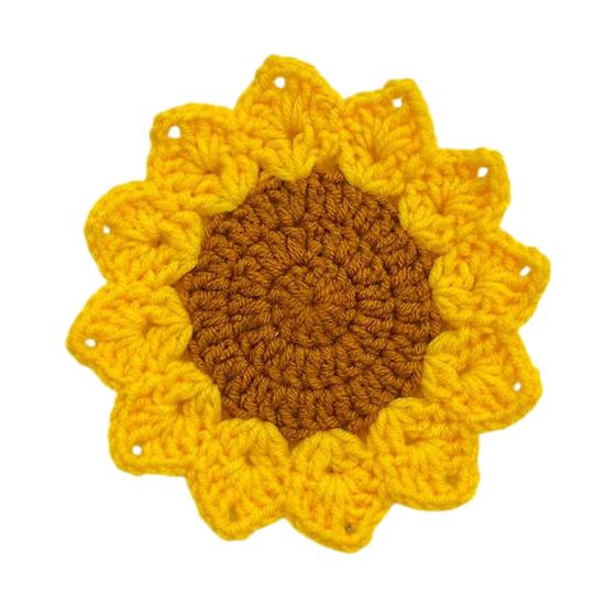 Handmade Crochet Flower Coaster Heat-Resistant Cup Mat for Mugs Glasses Soft Non-Slip Absorbent Table Protector Mat Cute Kitchen Desk