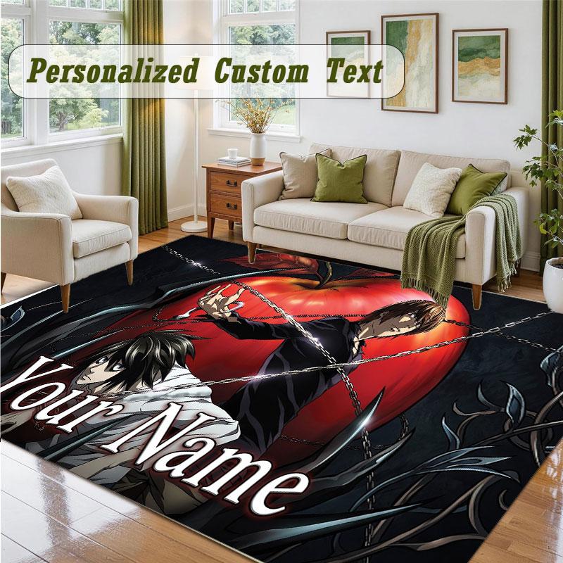 Crystal Velvet Square Rug Custom NameDeath Note Pattern Non Slip Home Floor Decor Rug