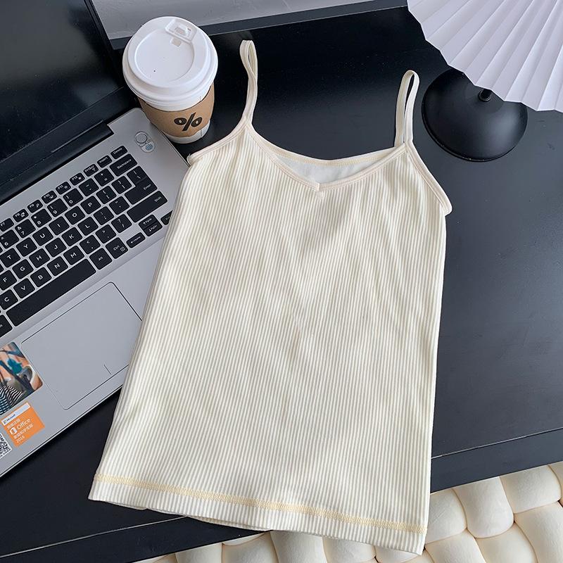 Autumn and Winter Warm Cotton Vest Base Coat Plus Velvet Thickening Student Korean Version Small Suspenders Outside To Wear Inside To Show Thin