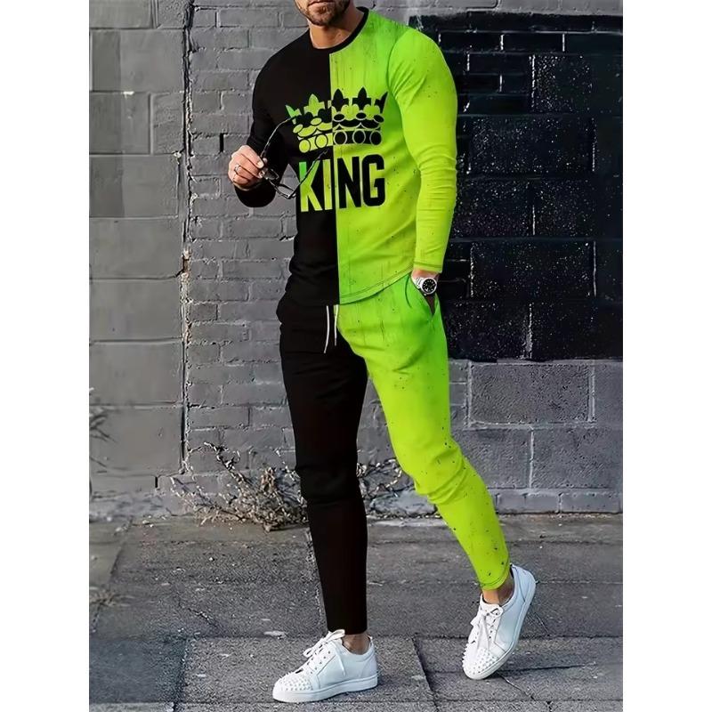 Men's Gradient Color Casual Sportswear Matching Tracksuit, Outfit Suitable Casual Wear - Comfortable Tracksuit for Events