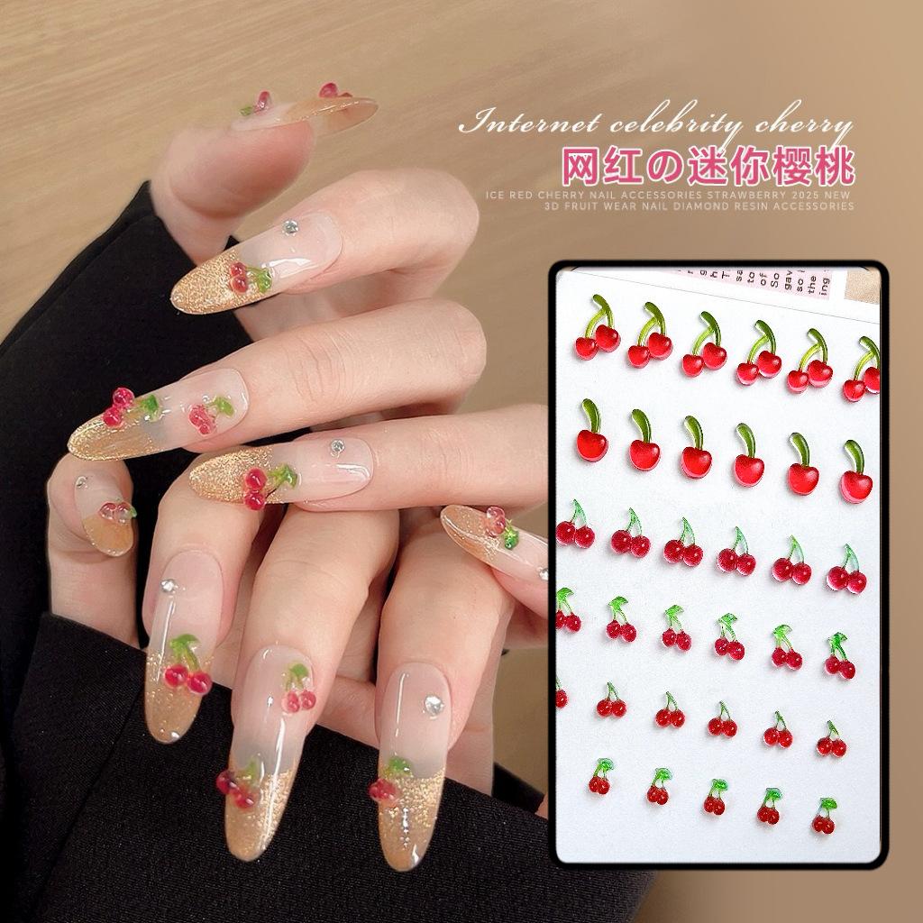 Cartone Animato Unghie Artistiche Fai da Te Ciliegie Resina Accessori Frutta Mollette Capelli Orecchini Accessori Unghie Artistiche Ingrosso