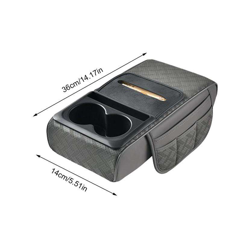 Center Console Organizer Armrest Cushion With Cup Holder Leather Extended Center Console Cushion Pad Car Accessory With Cup