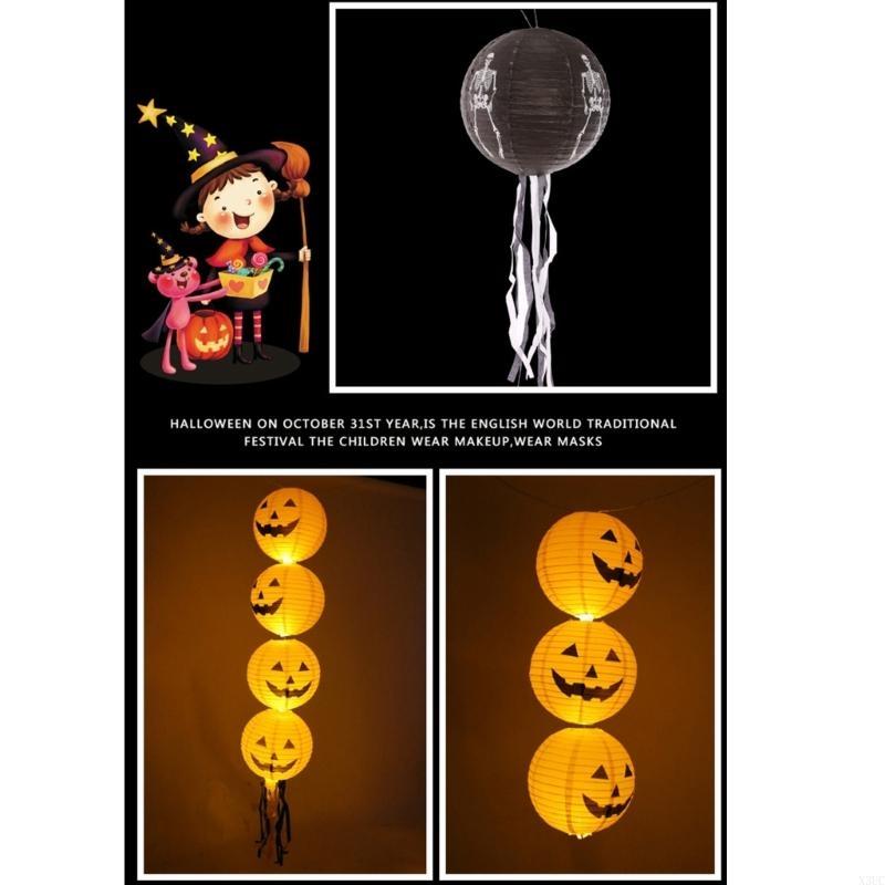 Halloween Decorations 10inch Paper Lanterns Pumpkin, Witch, Skeleton and Bat Designs,Perfect for Home Party Props, X3UC