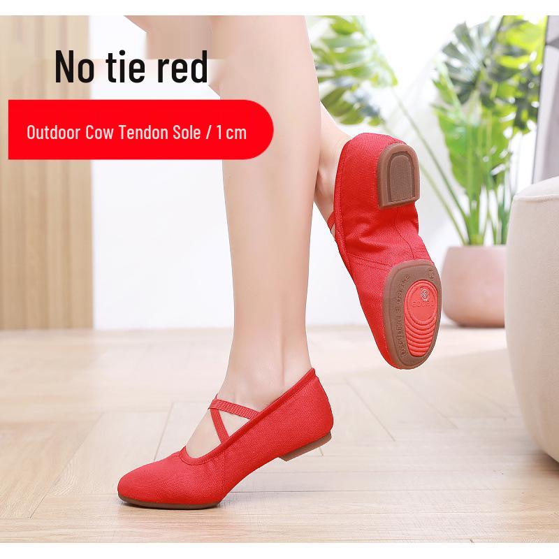 Women's Lace-Free Ballet Heeled Dance Shoes with Soft Sole for Yoga and Classical Dance