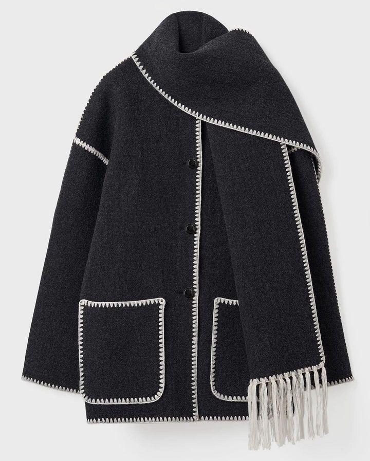 European and American Women's 2023 Autumn/Winter Woolen Coat with Scarf Tassels - Thickened and Loose Fit
