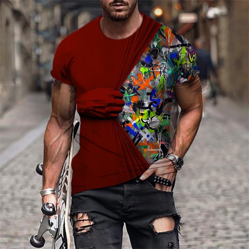 

Personalized Graffiti Pattern T-shirt Fashion Trend Short Sleeve Mens 3D Printed Funny Summer T Shirts Cool Streetwear Tees Tops 6XL