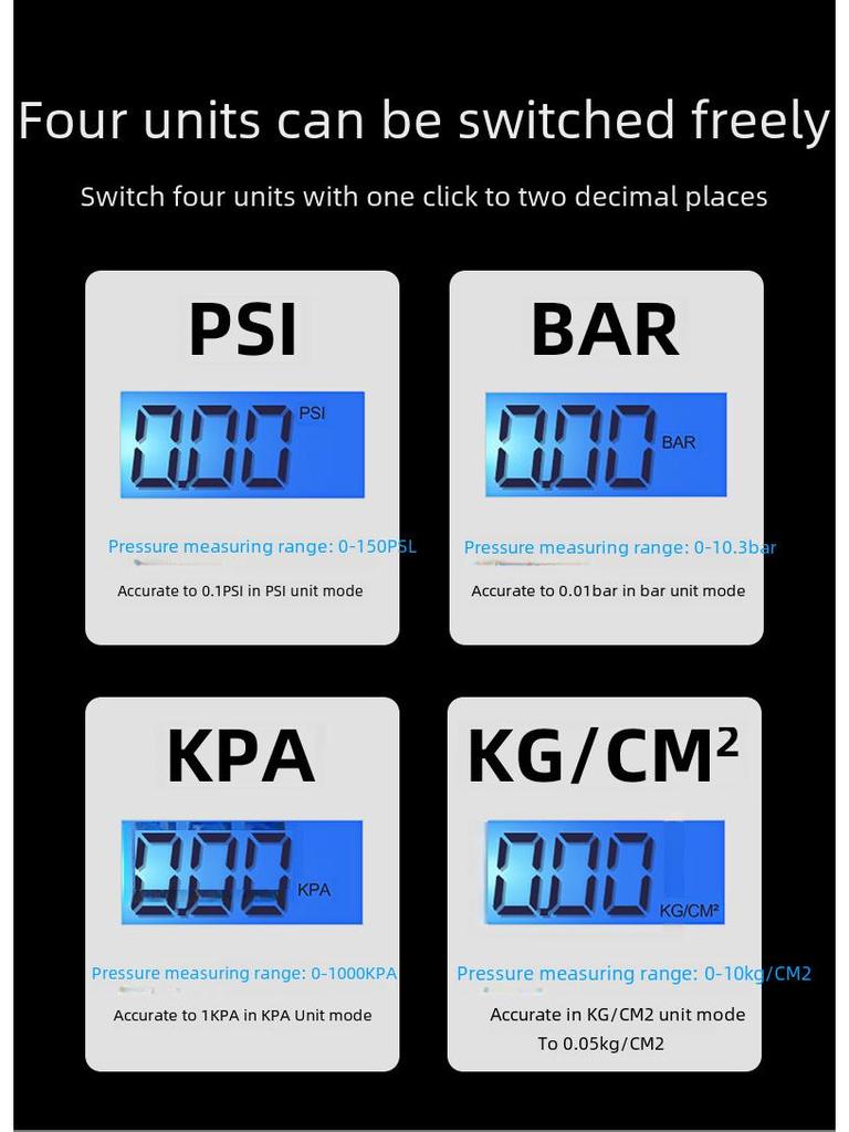 High-Precision Digital Tire Pressure Gauge with On-Board Display