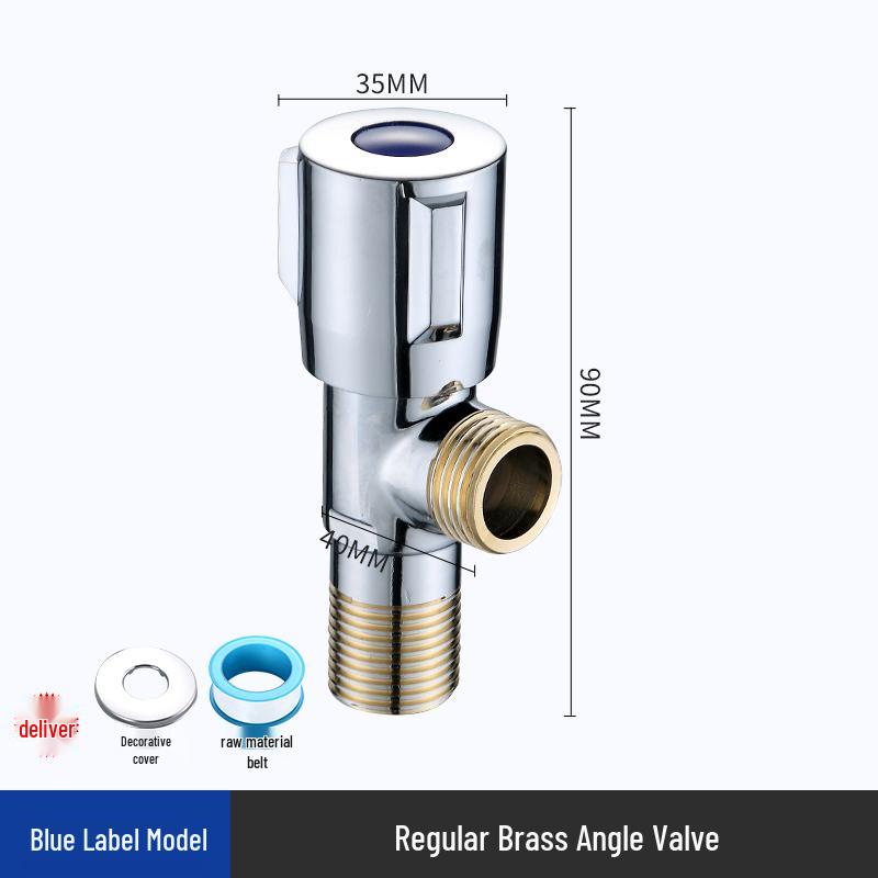 Toilet Angle Valve: Copper Three-Way with Check Valve, 1-In 2-Out for Water Heater, 4-Point Switch, One-Way Angle Valve