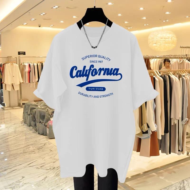 

Red cotton loose Coke letter short-sleeved T-shirt women s 2025 spring new European goods large version top bottoming shirt S