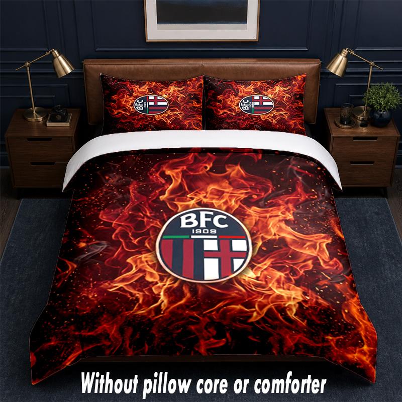 Bologna FC Design Bed Bedding Set 1 Duvet Cover + 2 Pillowcases Soft Breathable Household Bed Linens