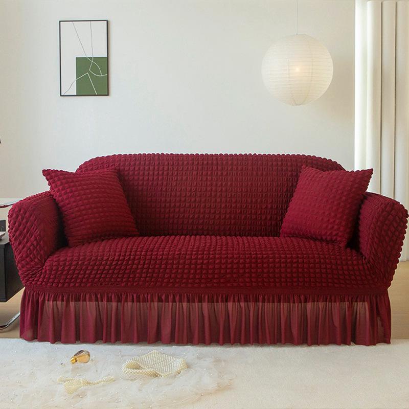 Dehnbarer Seersucker Sofabezug, Atmungsaktiv & Staubdicht; Passt auf L-förmige Dreisitzer-Chaiselongue.