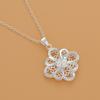 925 Silver Floral Pendant Necklace for Women Wedding Engagement Party Jewelry Gift High Quality