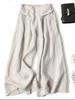 Women's Summer Cotton Linen Elastic Waist Wide-Leg Retro Pants