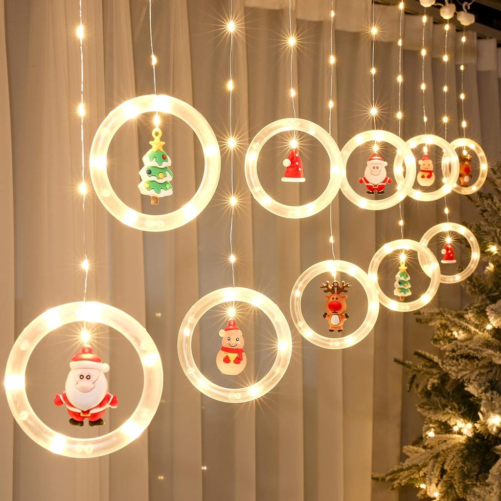 Christmas Lights, 10 Tree Lights 120 LED Christmas Decorations Indoor, Battery Operated Christmas Window Lights 9.84 ft Waterproof String Light (Warm