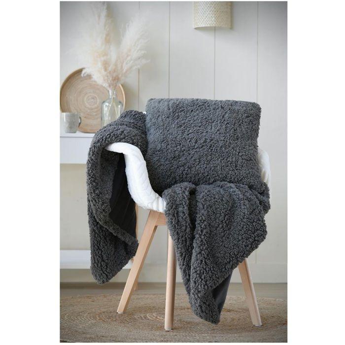 Plaid - Collection Dude - 130 x 150 cm - Gris souris - 100 % polyester doux