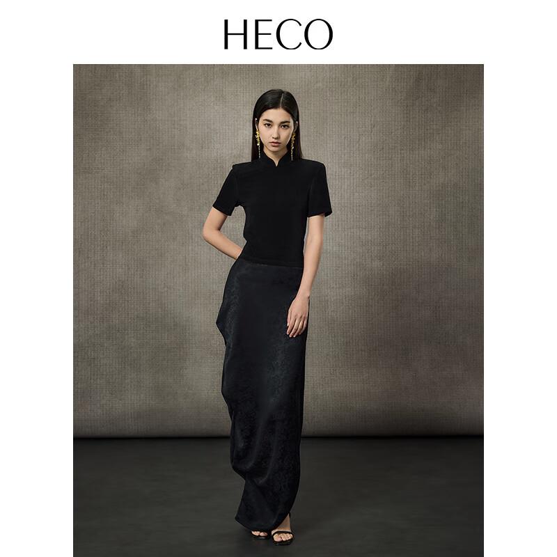 HECO New Chinese Style Disc Button Acetate Knit Short-Sleeve T-Shirt