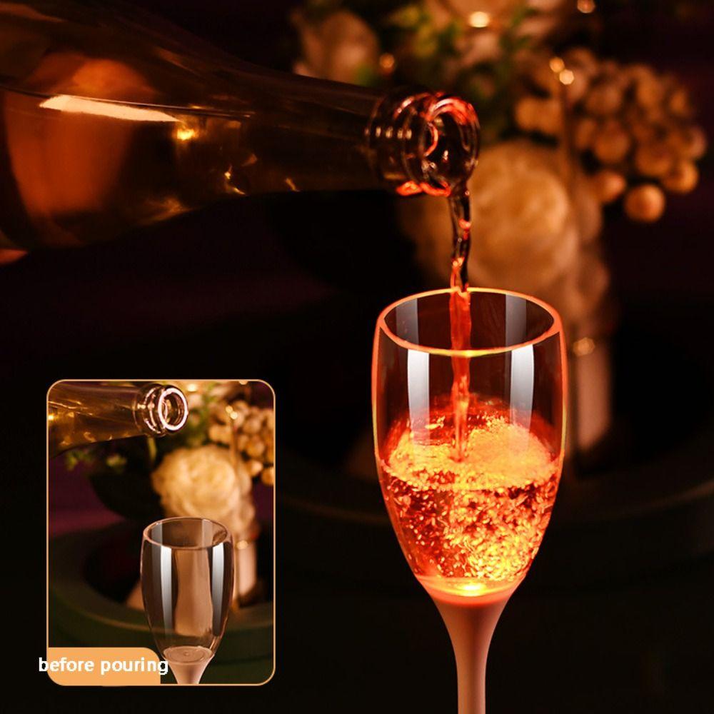 كوب أكريليك مضيء بالحث 120 مل كوب ديكور LED بلون الشمبانيا