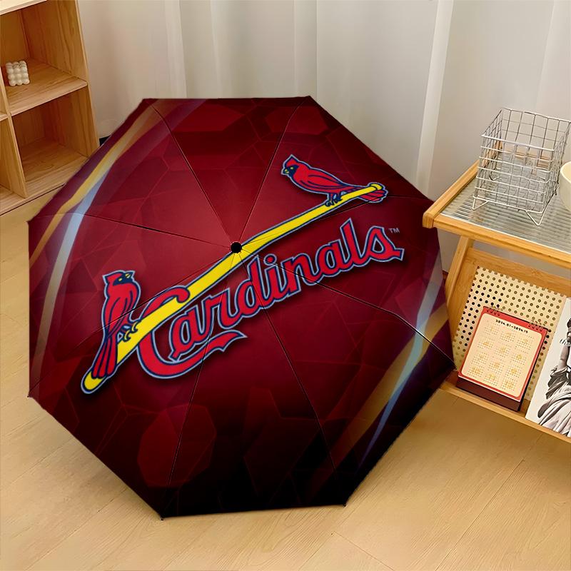 St. Louis Cardinals Print Auto 8?Ribs Folding Umbrella Wind Resistant Lightweight Automatic Umbrella For Daily Travel