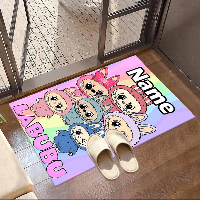 Custom Name Personalized Labubu Print Carpet, Versatile Home Decor Rug, for Playroom, Apartment, Balcony, Entryway, Hallway Gift