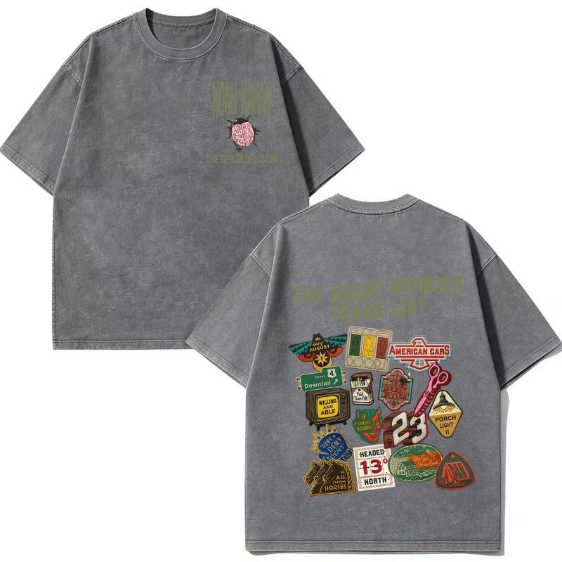Noah Kahan The Great Divide Tour 2026 Grafica Vintage Lavata Maglietta Uomo Donna Moda Maglietta Estiva Casual Magliette in Cotone