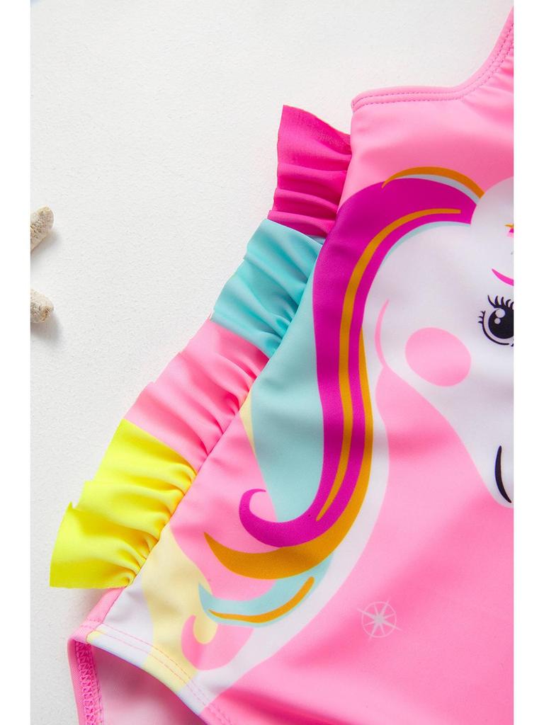 Children's Unicorn Ruffled One-Piece Swimsuit for Girls