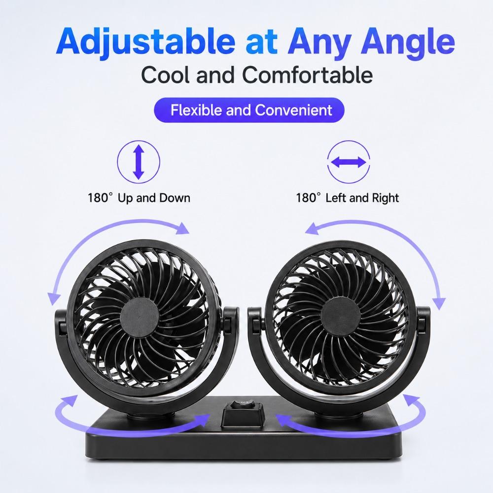USB Car Cooling Fan For Universal 12V 24V Vehicles 360 Rotating Air Circulator Ventilation Interior Auto Accessories Parts