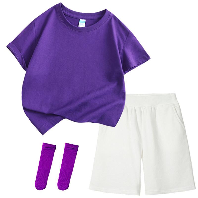 Colorful Children's Short Sleeve T-shirt Set for Kindergarten Sports and June 1st Performances.