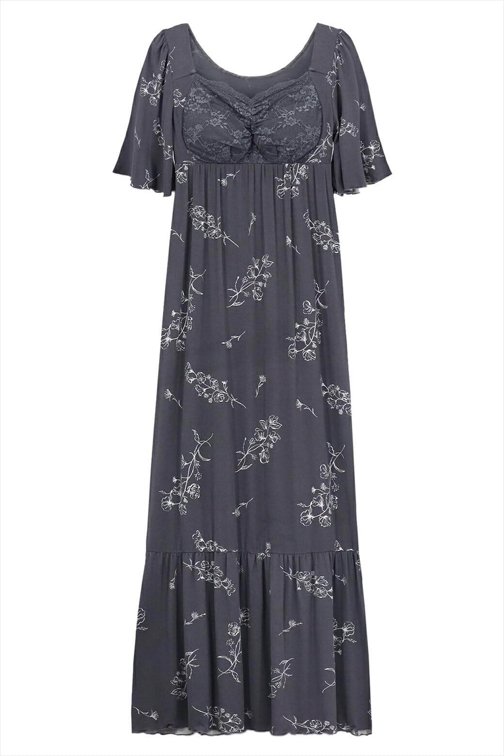 

платье с интегрированными ночными шортами длинное с и цветочным серым [Two Hatch] Цельный бюстгальтер, рукава, длина, без косточек, чашки, для беременных, для кормления, пре-