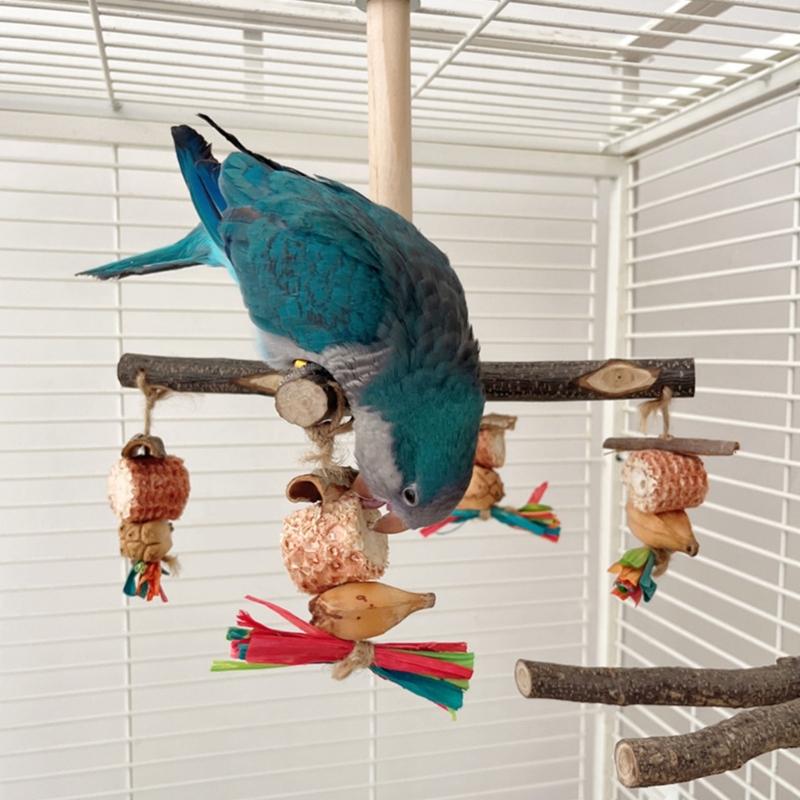 Parrots Grinding Scratchers Perch Bird Rotating Wood Stand Cage Toy Stick Rack Toy Grinding Perch Supplies