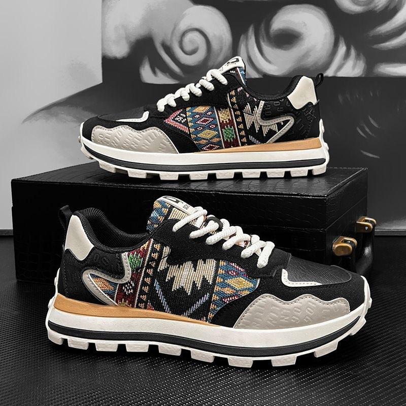 Fashion Versatile Printed Dad Shoes Men's Shoes Spring Casual Shoes Chinese Style Embroidered Men's Sports Shoes Forrest Gump Board Shoes