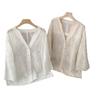 Summer Lightweight Three-quarter Sleeve Single-button Sun Protection Cardigan New Style Embroidered V-neck Shirt Loose Top