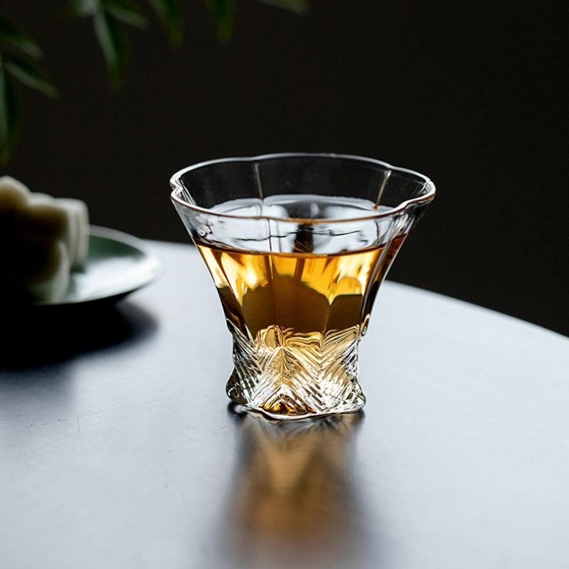 Japanese Style Glass Teacup Heat Resistant Transparent Single Cup Chahai Small Teacup Kung Fu Teaware Accessories 80ml New