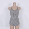 Shiyisheng's New Black and White Striped Cross Backless Sexy Triangular One-piece Swimsuit Women's Beach Hot Spring Mature Swimsuit