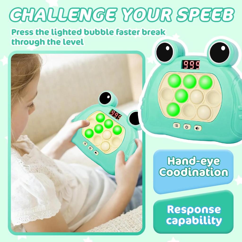 Fast Push Game Fidget Toys Pop Game Handheld Bubble Game Console Light Up Pop Game Sensory Fidget Toys for Kids
