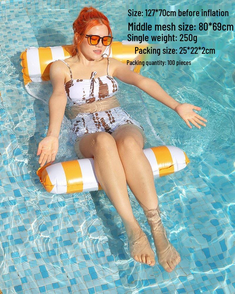 New Arrival Adult Inflatable PVC Water Lounger - Striped Mesh Floating Hammock