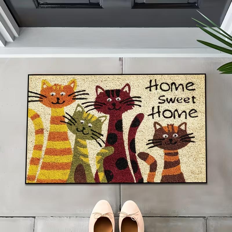 A Delicate Cat'S Sweet Home Entrance Mat, Suitable for Indoor Entryway Decoration,Perfect for Enhancing Your Living Space!