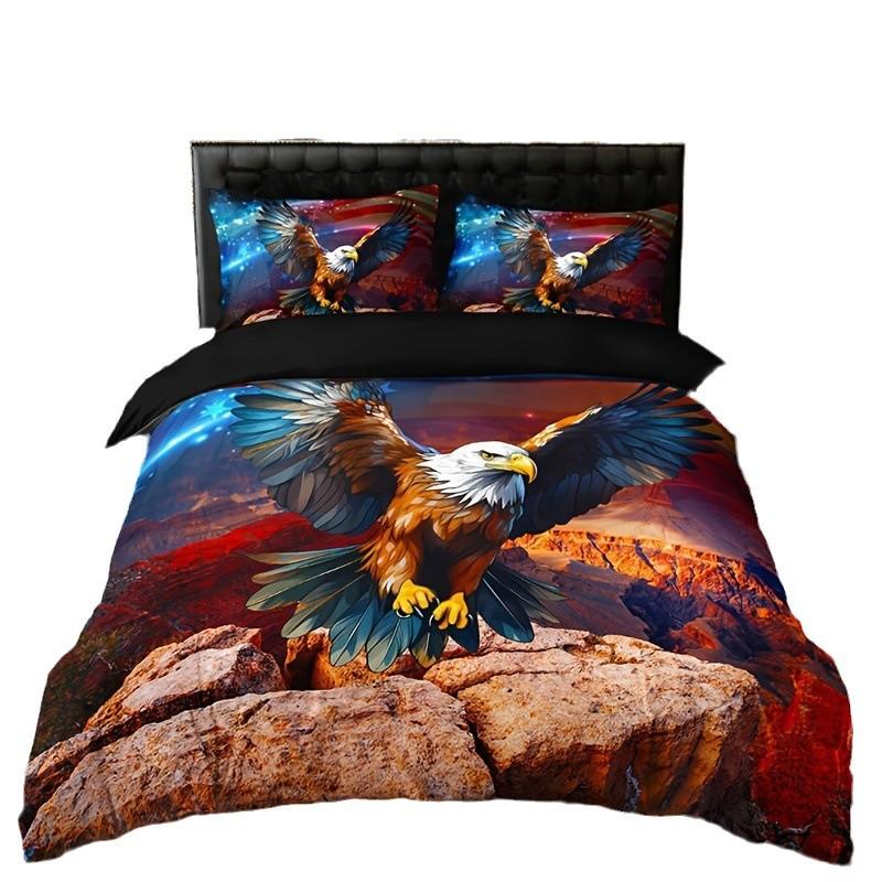 Adler Muster 3D Digitaldruck Quilt Set Dreiteiliges Bettwäscheset