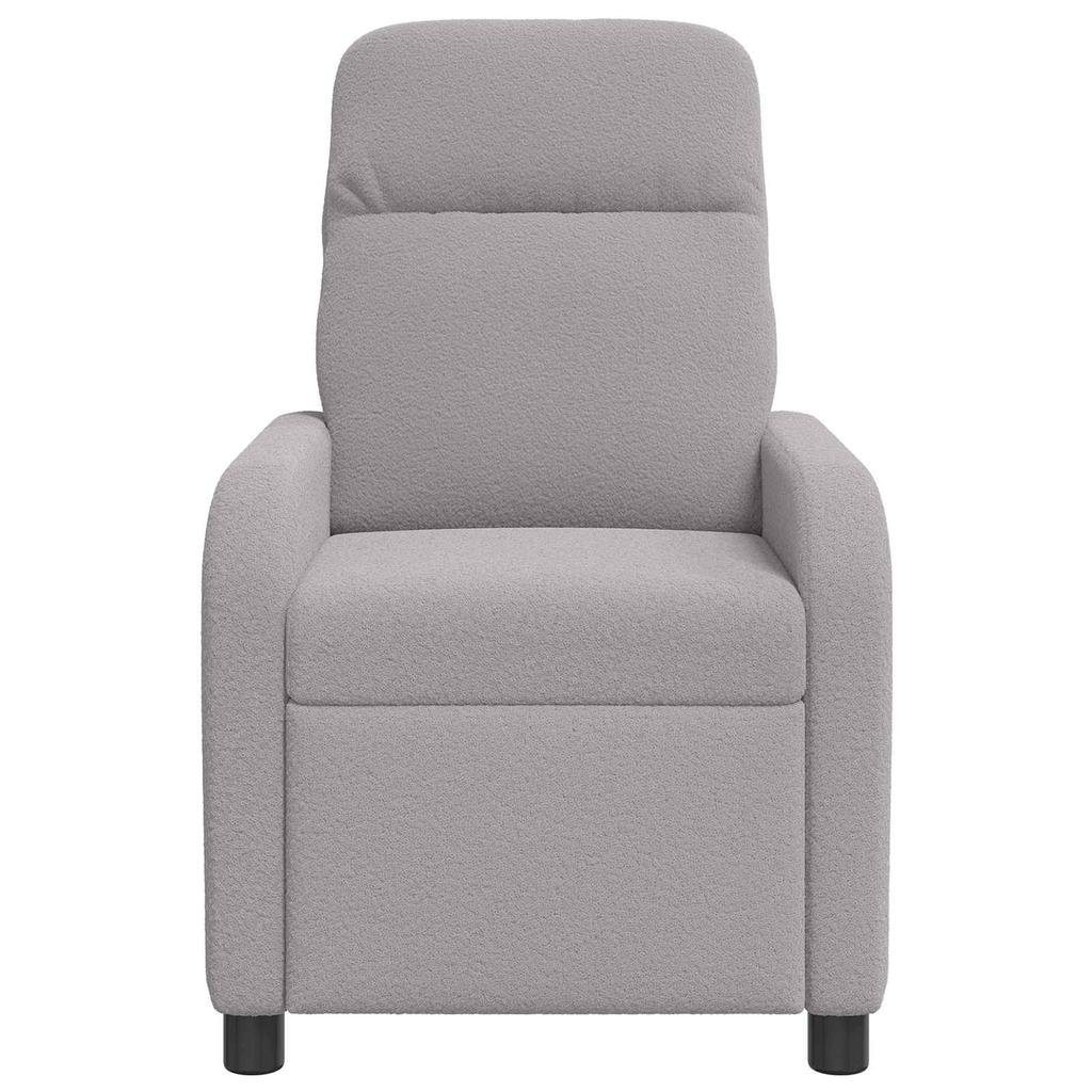 Massage Recliner Light Gray Boucle