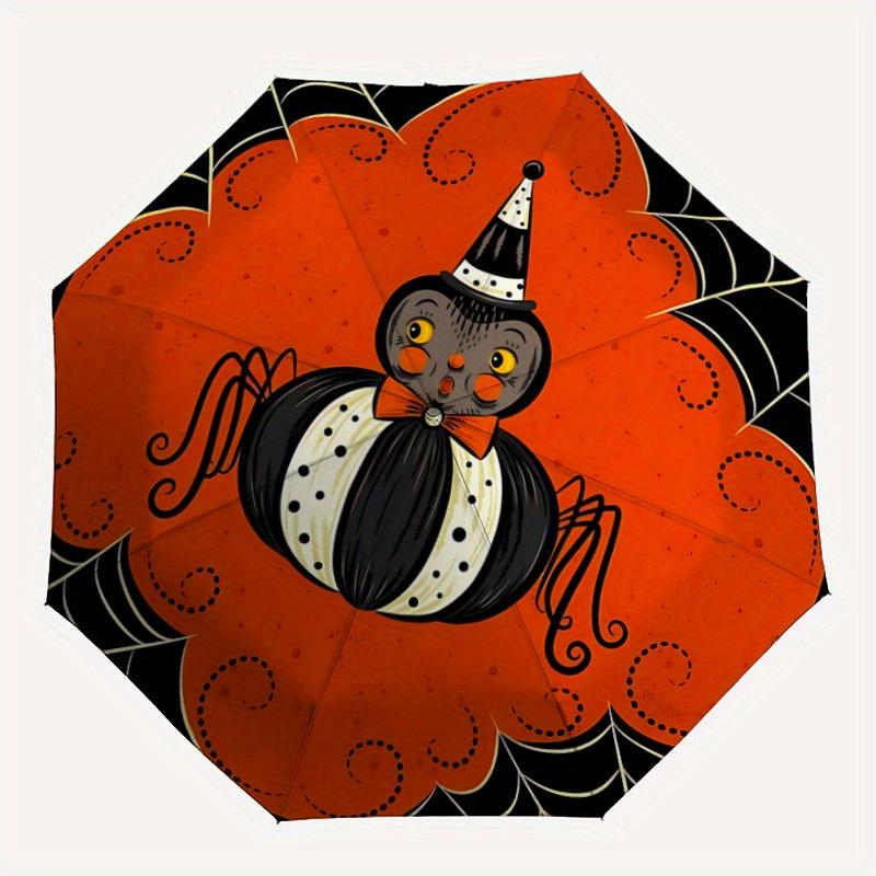 

1pc Halloween Spider Auto Open/close, All-Season Portable Folding Umbrella for Women & Men, Travel, Everyday, Formal Events - Compact Luxury Parasol,