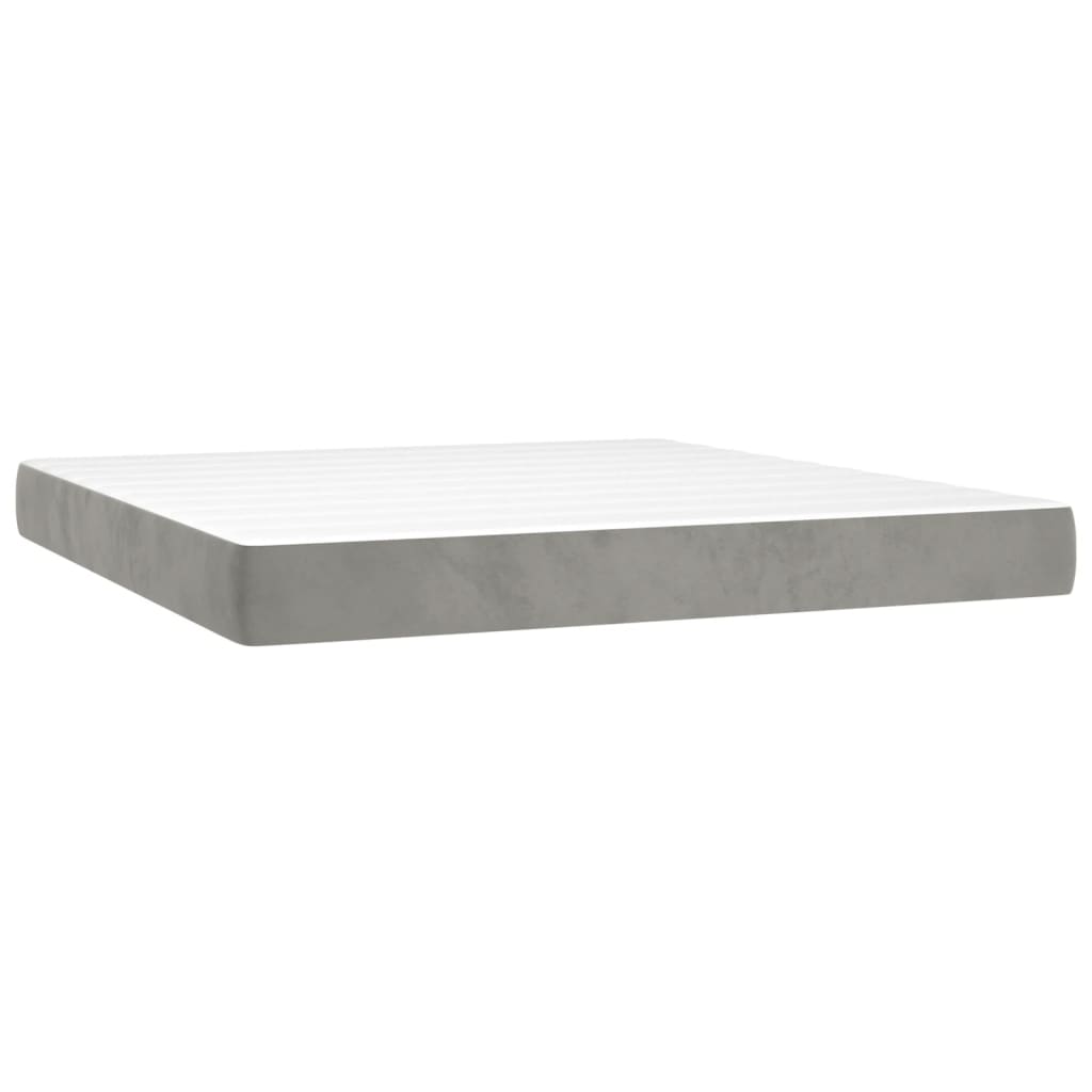 Vidaxl Letto Continentale Con Materasso, Grigio Chiaro, 180X200Cm, Velluto