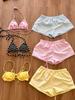 Lemon Yellow Three-Piece Bikini Set - Trendy Xiaohongshu Style for Women, Perfect for Sexy Vacation Photos