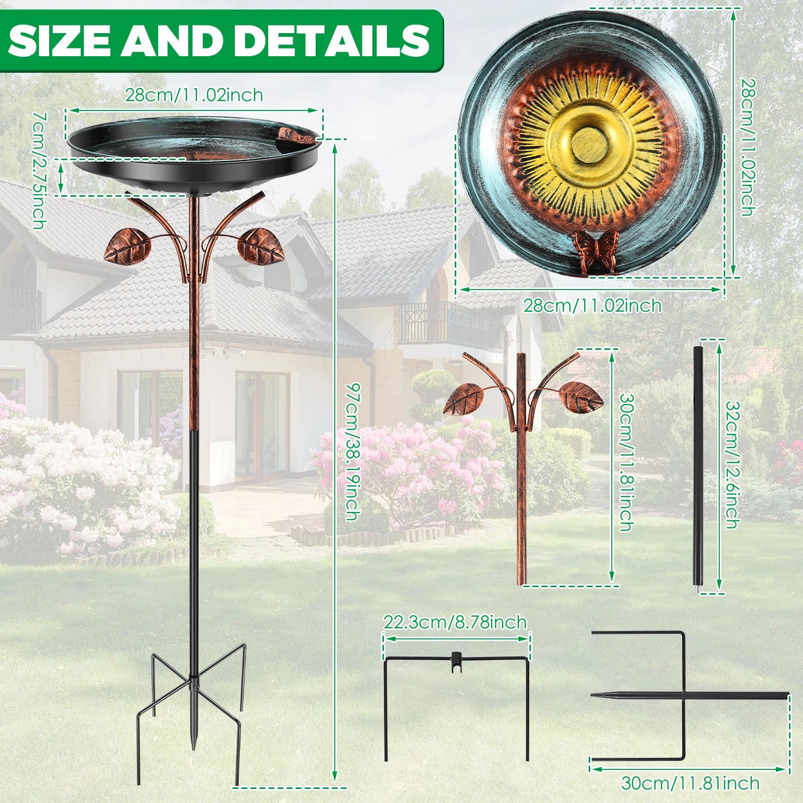 

Garden Birdbath 97cm Standing Metal Bird Bath Decorative Vintage Bird Bath Feeder Bowls for Outdoor Patio Yard Lawn Garden Decor