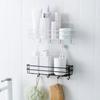 1pc Storage Rack With Hooks For Kitchen Bathroom Bedroom Office, Wrought Iron Bathroom Shelf, Punch Free Hanging Shelf