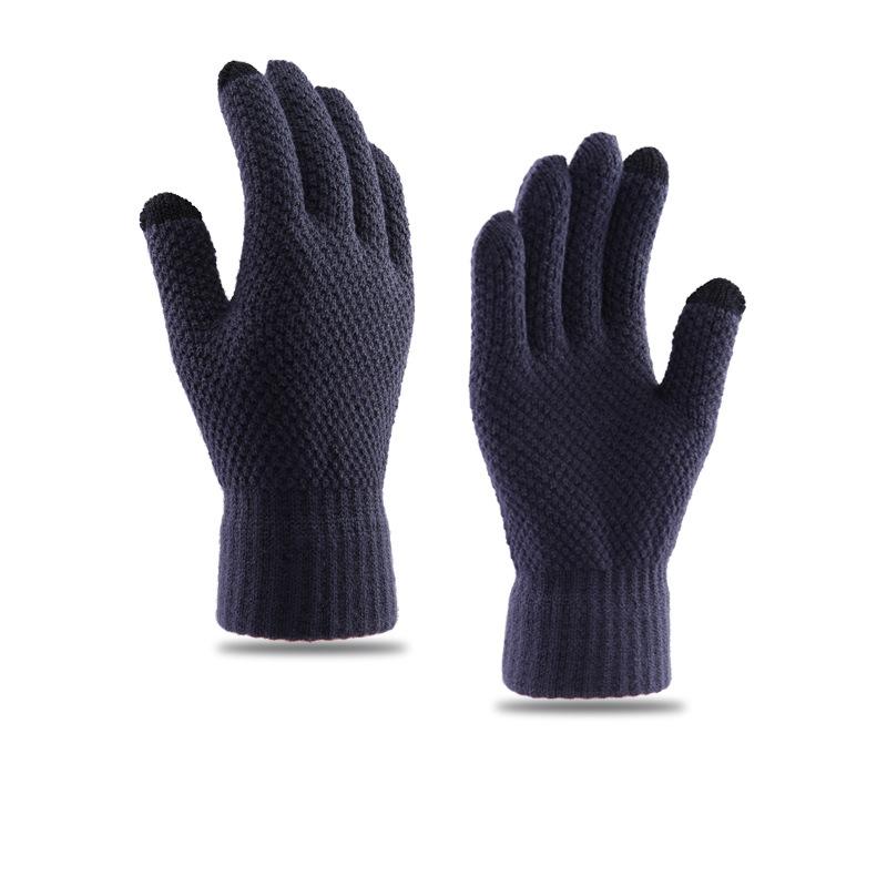 Winter gloves plush men's thickened warm autumn and winter outdoor wool knitted gloves